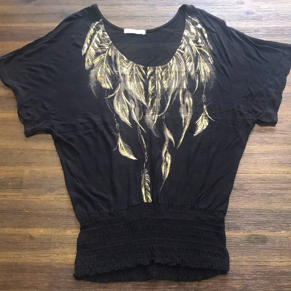 Arden B Banded Bottom Semi-Sheer Top